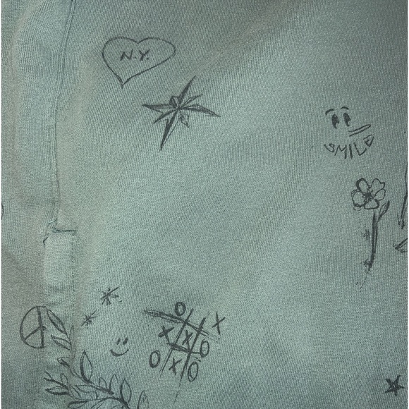 Abercrombie & Fitch Soft Fleece Hoodie Size Large Green Graffiti - Picture 4 of 5